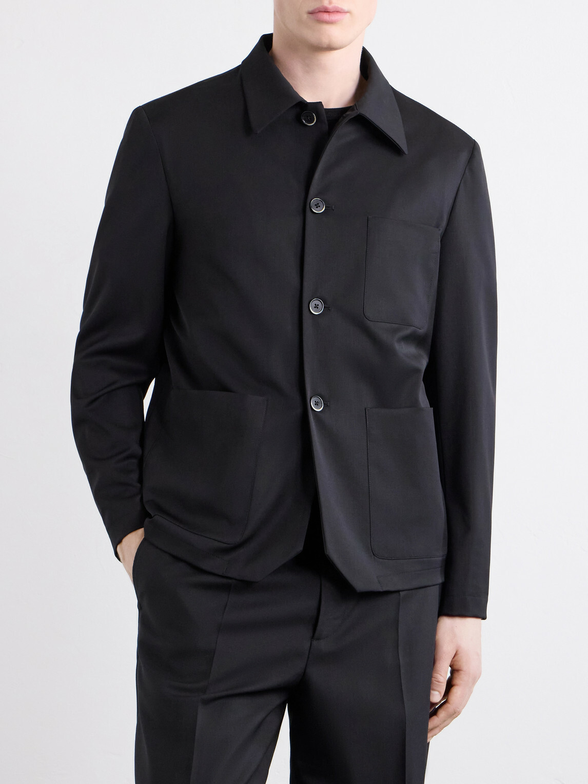 Barena - Wool-Blend Gabardine Overshirt - Black