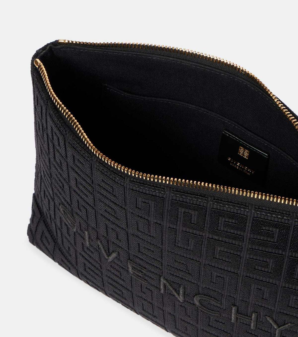 Givenchy 4G embroidered leather-trimmed canvas pouch