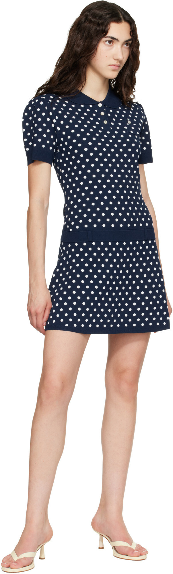 Sandy Liang Navy Tumi Sweater Minidress