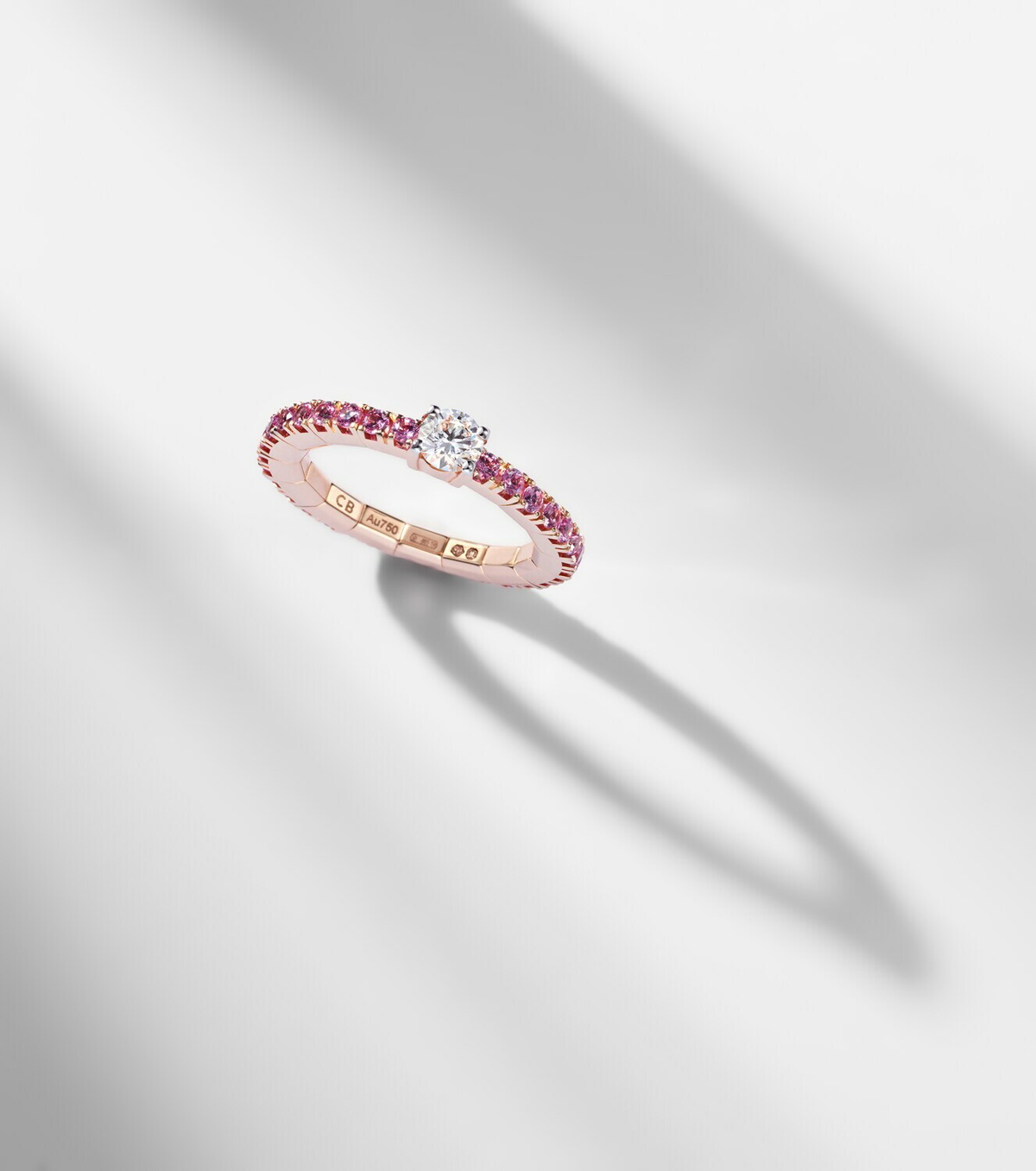 Bucherer Fine Jewellery Stretchy 18kt rose gold ring with diamond and sapphires