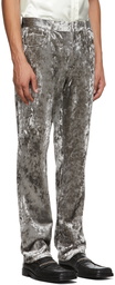 Martine Rose Grey Velvet Straight Trousers