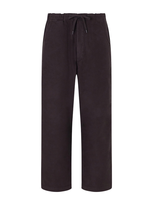 Photo: OrSlow - New Yorker Straight-Leg Brushed Cotton-Felt Drawstring Trousers - Brown