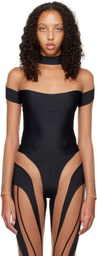 Mugler Black Illusion Neckline Bodysuit