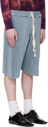 Edward Cuming Blue Twisted Track Shorts