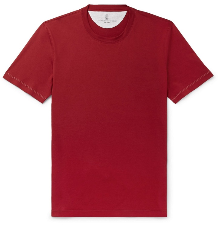 Photo: Brunello Cucinelli - Cotton-Jersey T-Shirt - Red