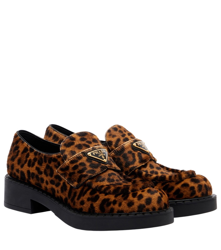 Photo: Prada Leopard-print calf hair penny loafers