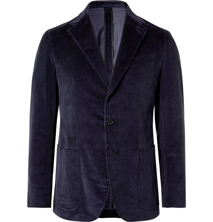 Photo: Caruso - Slim-Fit Unstructured Cotton-Blend Corduroy Suit Jacket - Blue