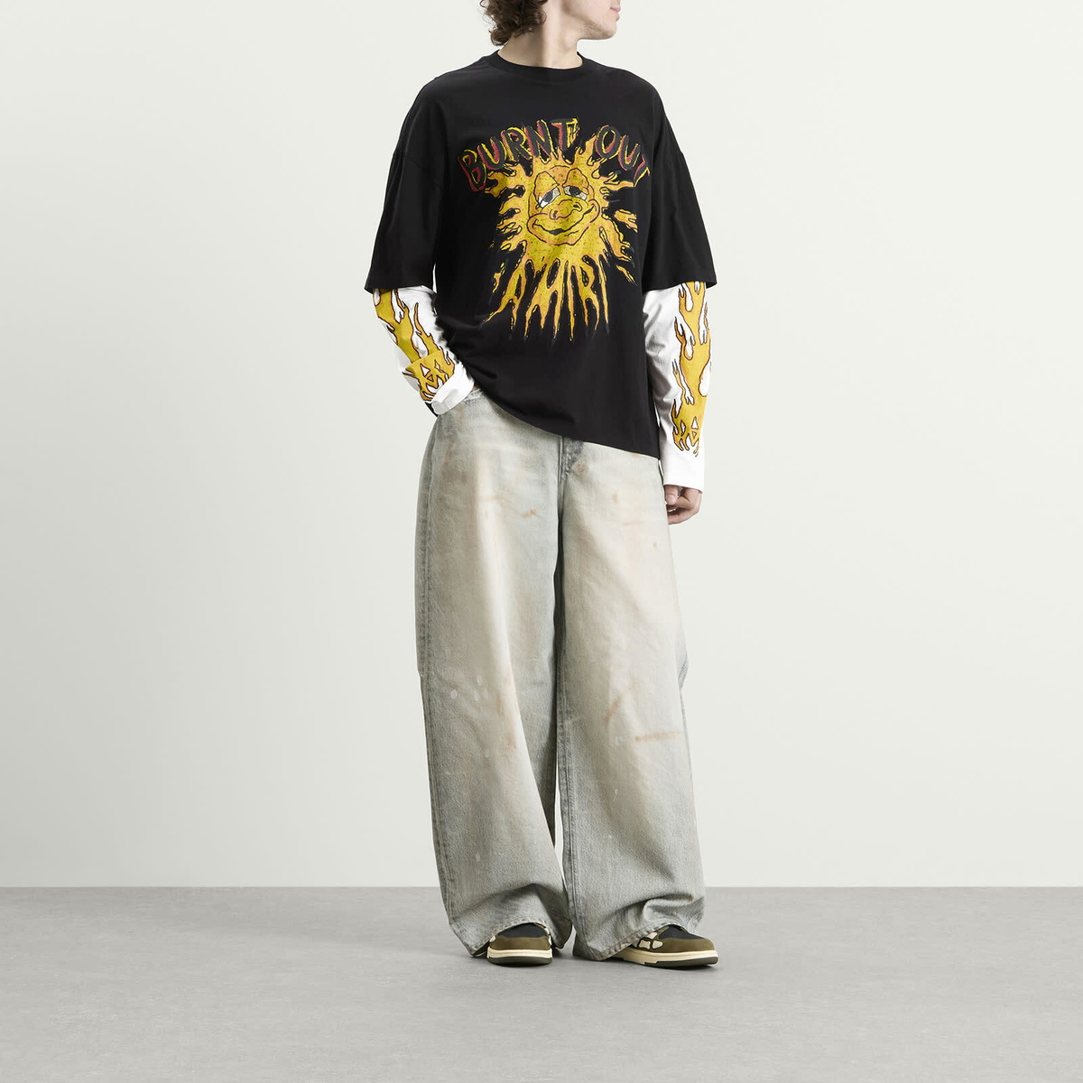 Amiri Men's Burnt Out Double Layer T-Shirt in Black