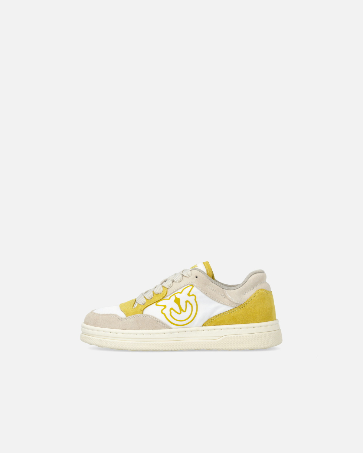 Pinko Flat Leather Sneakers With Contrasting Logo White/Lime