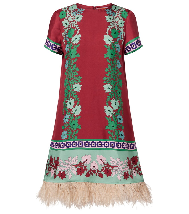 Photo: La DoubleJ Swing feather-trimmed silk minidress