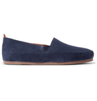 Mulo - Shearling-Lined Suede Slippers - Navy