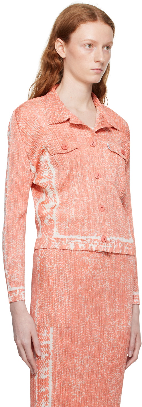 Pleats Please Issey Miyake Pink Trail Denim Shirt Pleats Please Issey Miyake