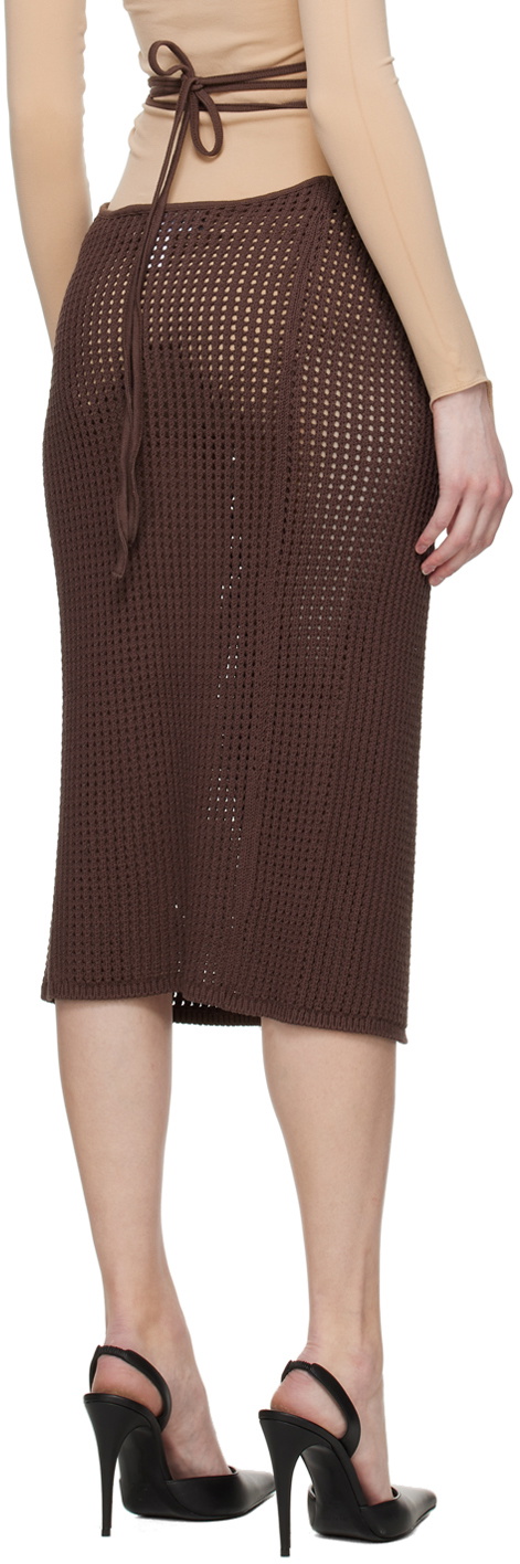 ANDREĀDAMO Brown Slit Midi Skirt