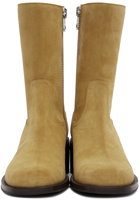 Dries Van Noten Yellow Suede Zip Boots