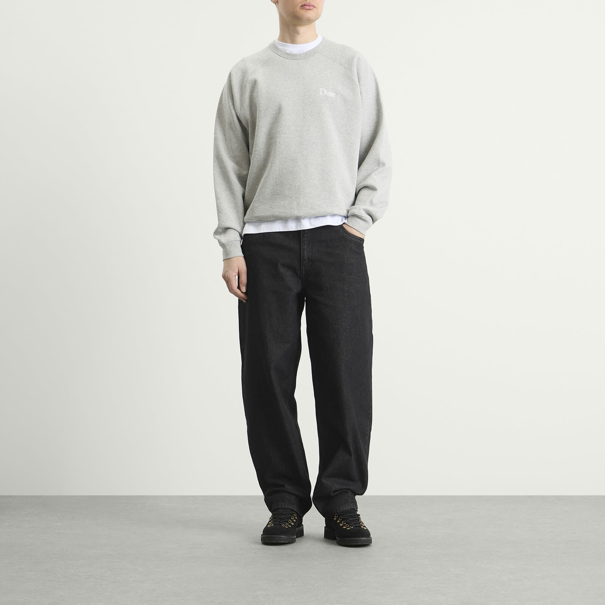 Dime Men's Classic Small Logo Crewneck in Heather Gray