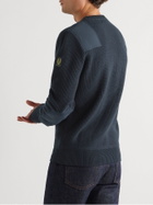 Belstaff - Brigade Shell-Panelled Ribbed Virgin Wool Sweater - Blue