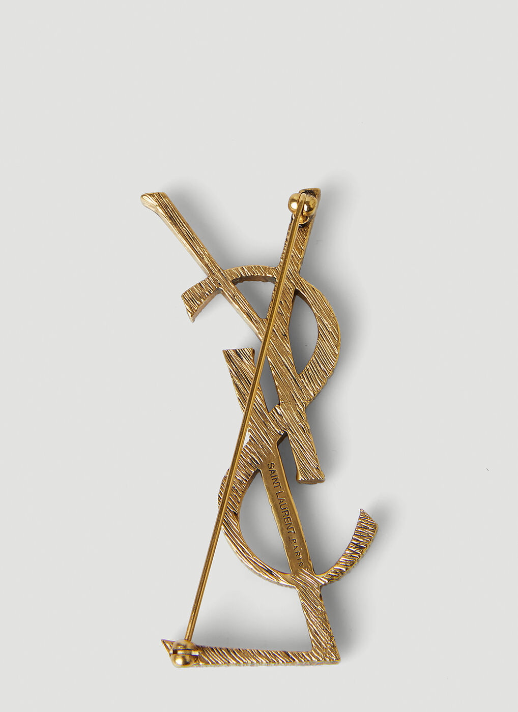 Saint Laurent Opyum Brooch in Worked Brass