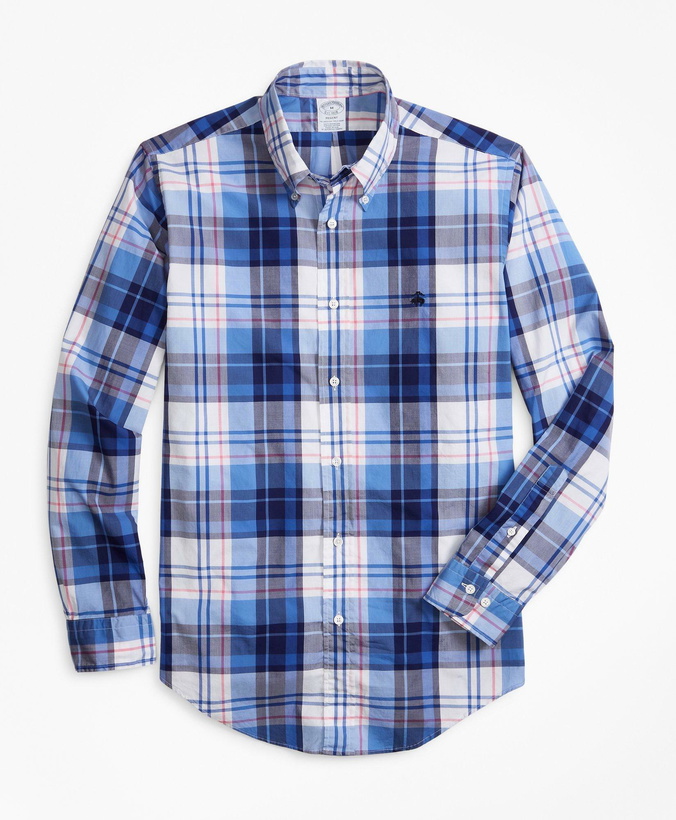 Photo: Brooks Brothers Men's Regent Regular-Fit Sport Shirt, Bold Plaid Zephyr | Blue