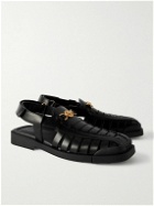 Versace - Rubber-Trimmed Embellished Leather Sandals - Black