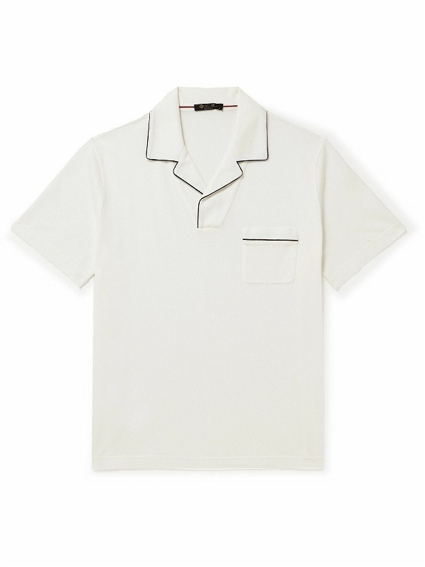 Photo: Loro Piana - Manihi Camp-Collar Cotton-Blend Piqué Polo Shirt - White