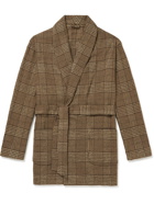 De Bonne Facture - Belted Checked Wool Cardigan - Brown