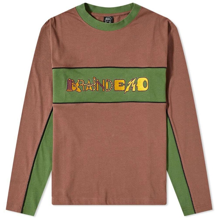 Photo: Brain Dead Men's Connections Football T-Shirt in Brown Multi