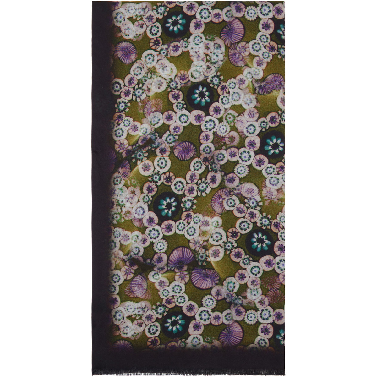Dries Van Noten Purple & Green Printed Satin Scarf