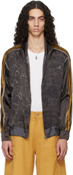 Serapis Brown Satin Silk Football Track Jacket