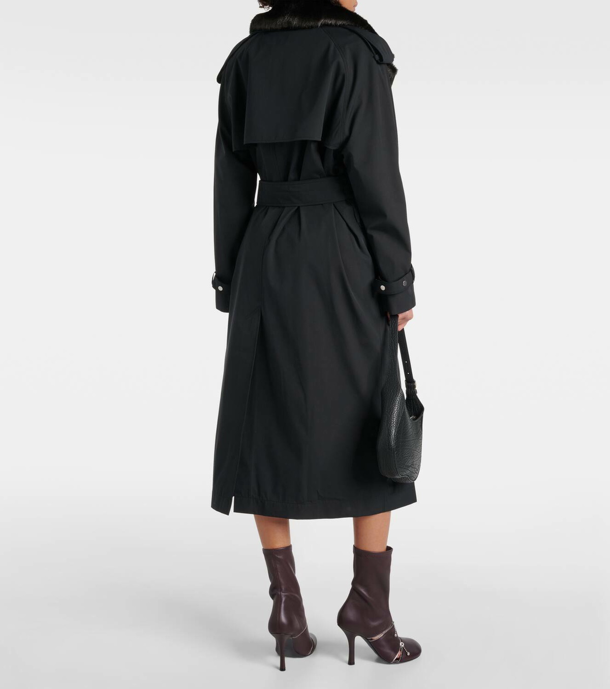 Burberry Kennington faux fur-trimmed trench coat