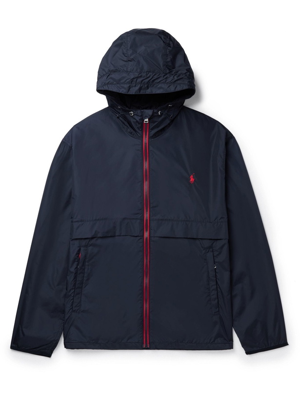 Photo: POLO RALPH LAUREN - Belport Logo-Embroidered Hooded Recycled Nylon Jacket - Blue