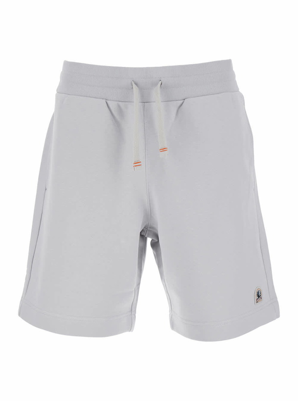 Photo: Parajumpers cairo Grey Shorts With Drawstring Waist And Logo Patch On The Front In Cotton Blend Man