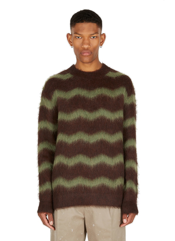 Photo: Striped Fuzzy Sweater in Brown