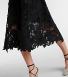 Oscar de la Renta Floral guipure lace midi skirt