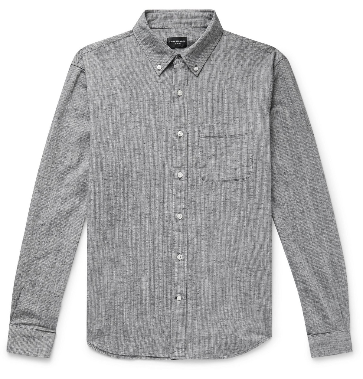 Club Monaco - Button-Down Collar Textured Cotton and Linen-Blend Shirt -  Gray Club Monaco