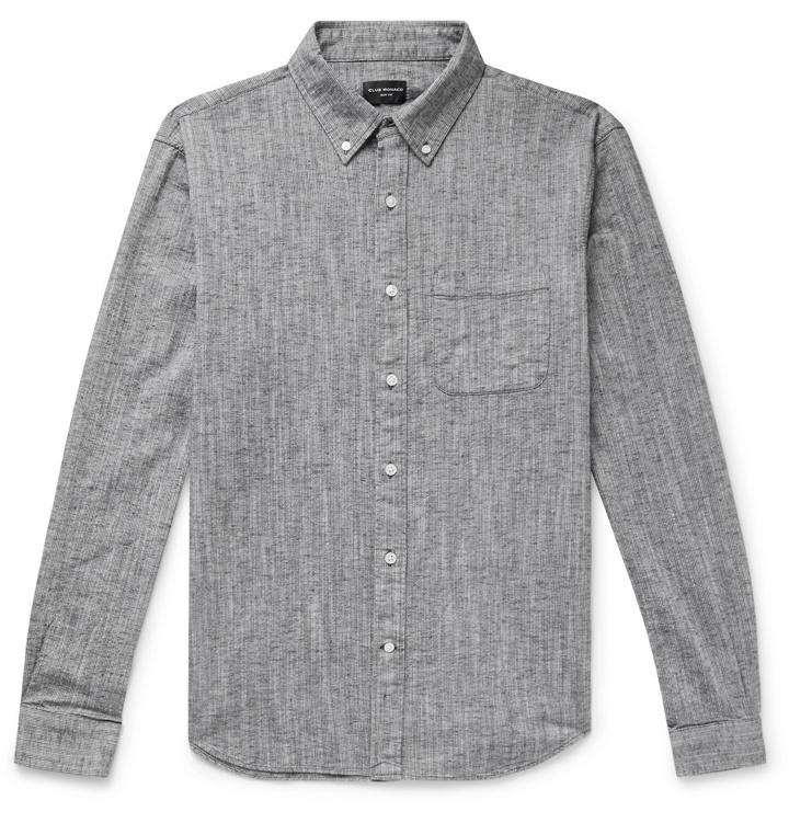 Photo: Club Monaco - Button-Down Collar Textured Cotton and Linen-Blend Shirt - Gray