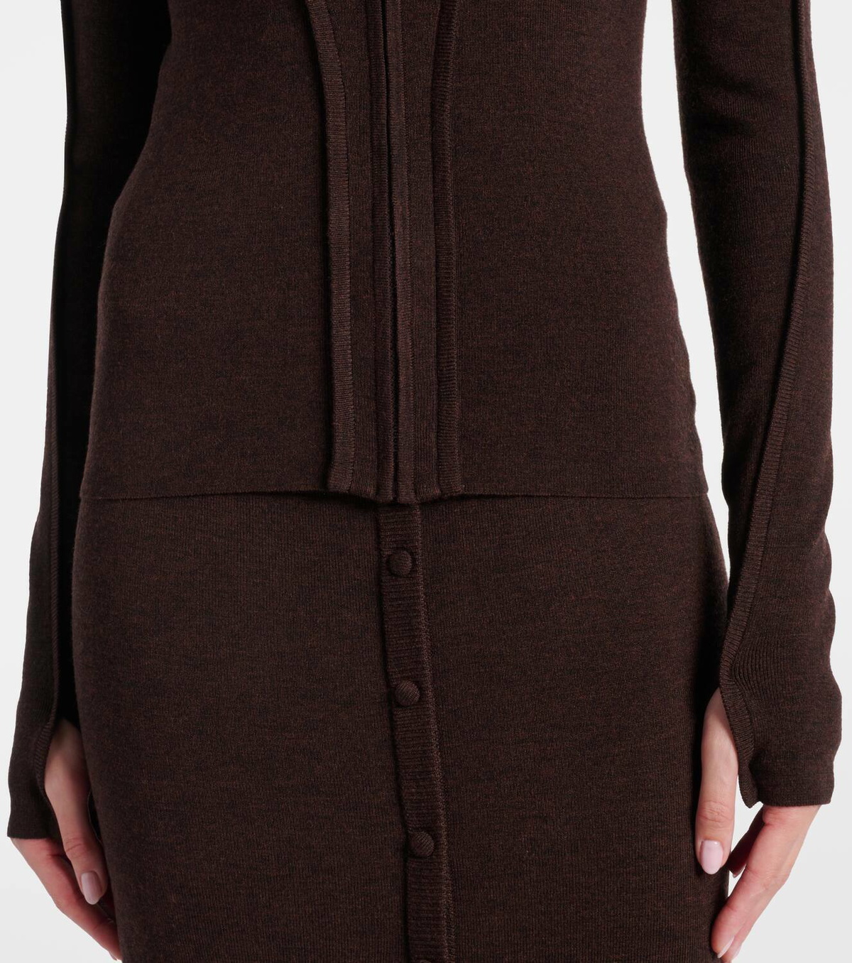Victoria Beckham Wool-blend jersey zip-up hoodie