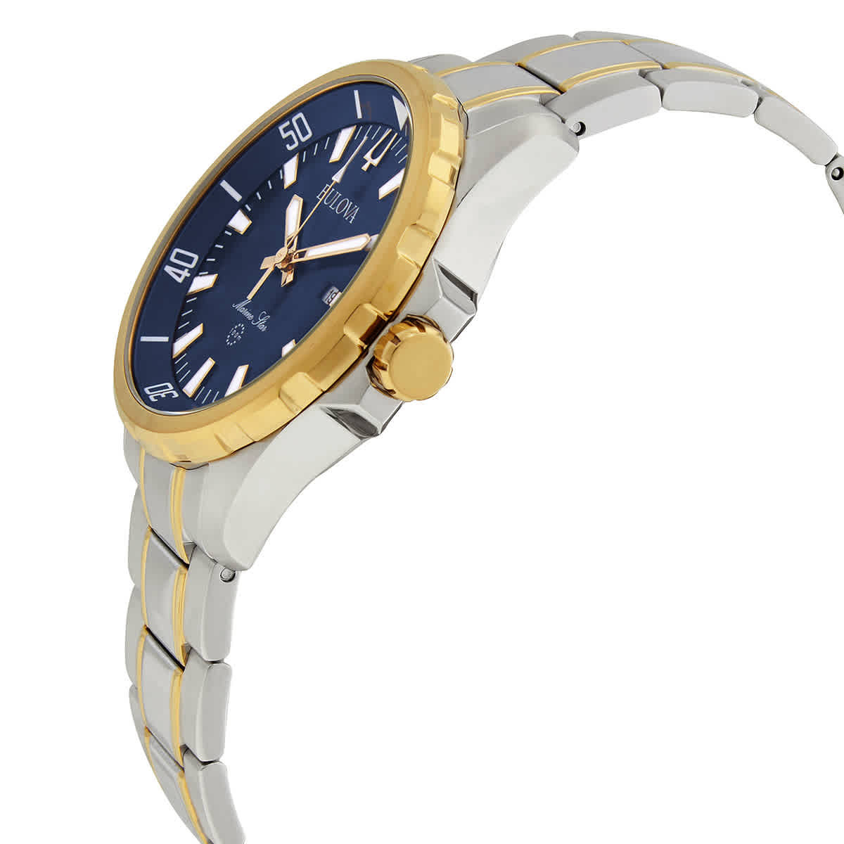 Bulova Marine Star Quartz Blue Dial Mens Watch 98B384