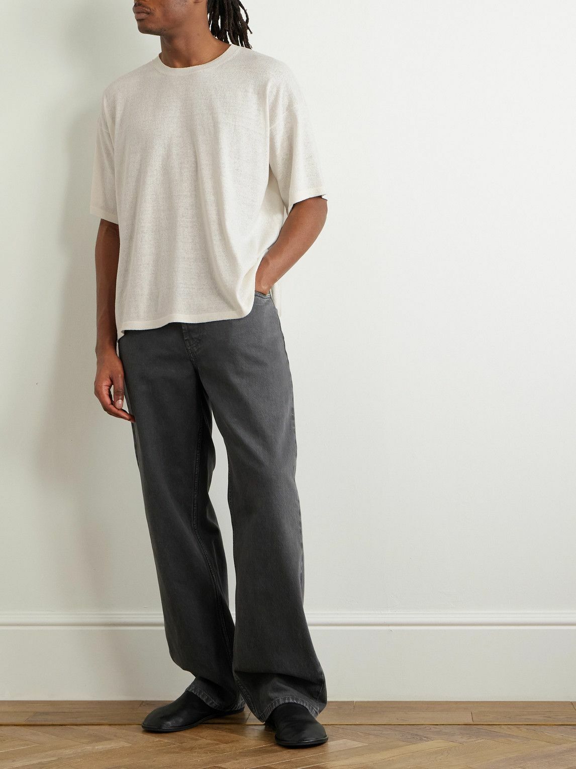 THE ROW stockton シルクTシャツ The Row - Stockton Silk-Blend Bourette T-Shirt - White The Row