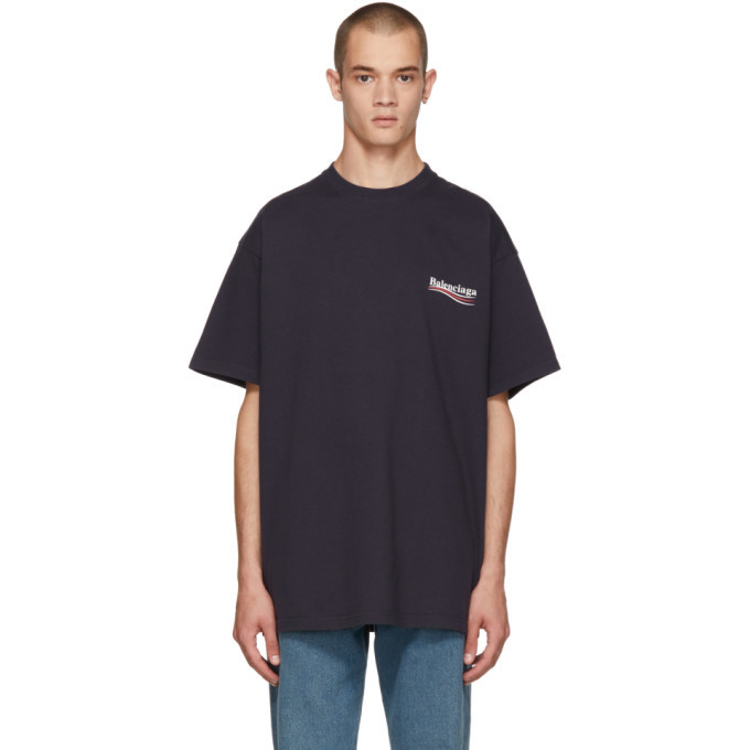 Balenciaga Navy Campaign Logo T-Shirt Balenciaga