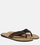 The Row Beach leather-trimmed suede thong sandals