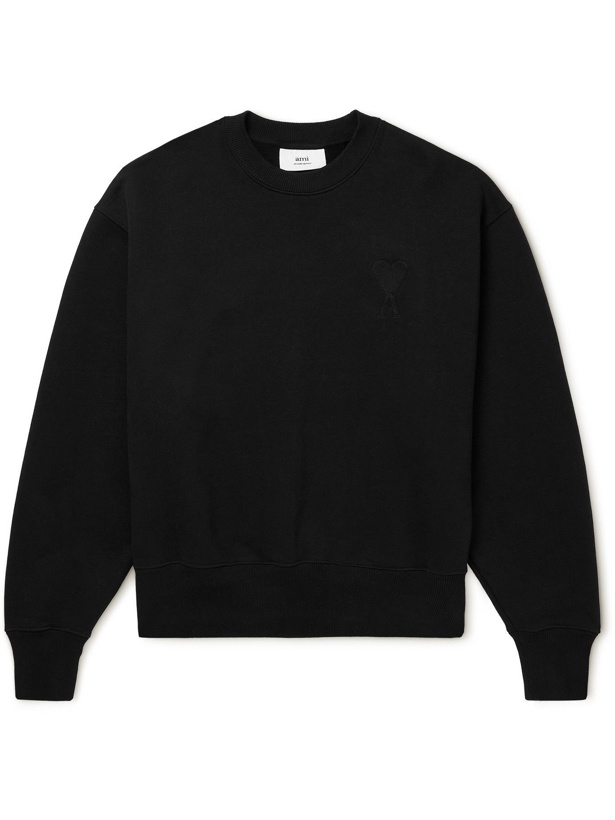 Photo: AMI PARIS - Logo-Appliquéd Cotton-Jersey Sweatshirt - Unknown