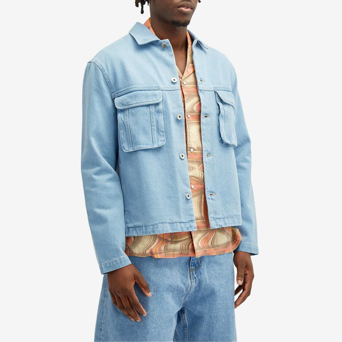 Magic Castles Men's Pocket Overshirt in Ice Blue