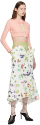 Yuhan Wang Off-White Floral Denim Midi Skirt