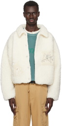 ERL Off-White Fleeced Wool Varsity Jacket