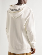 JW Anderson - Logo-Embroidered Printed Cotton-Jersey Hoodie - White