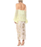 Halpern Sequined off-shoulder cropped blouse