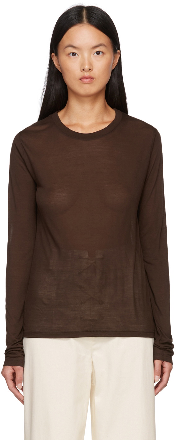 Baserange Brown Bamboo Long Sleeve T-Shirt Baserange