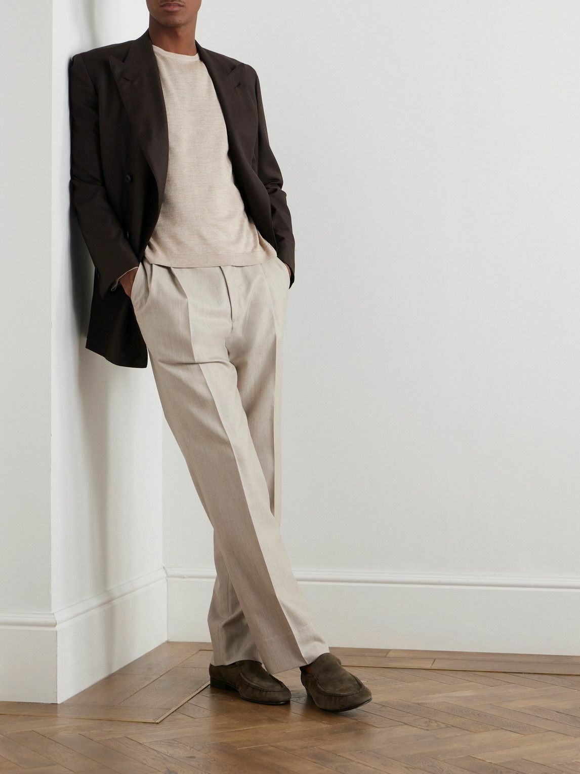 Stòffa - Cotton and Silk-Blend T-Shirt - Neutrals