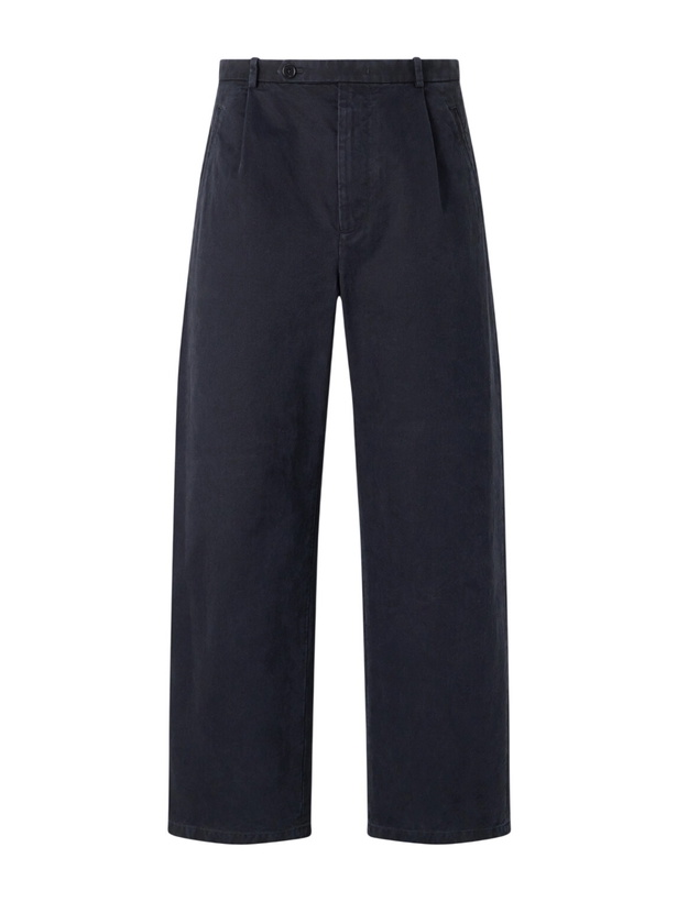 Photo: Jil Sander - Straight-Leg Pleated Cotton-Drill Trousers - Black