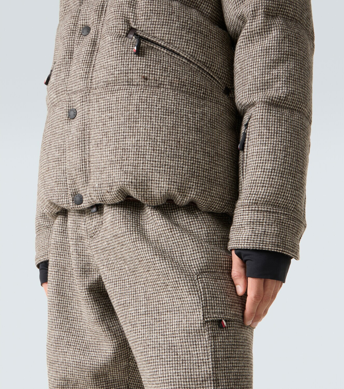 Moncler Grenoble Elgon houndstooth wool down ski jacket